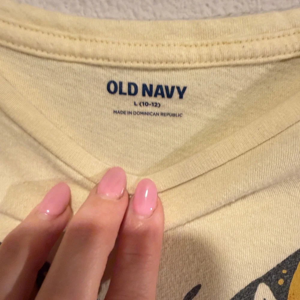Old Navy Girls Yellow Butterfly Graphic Tee Grow Free Floral Shirt Size L‎ 10-12